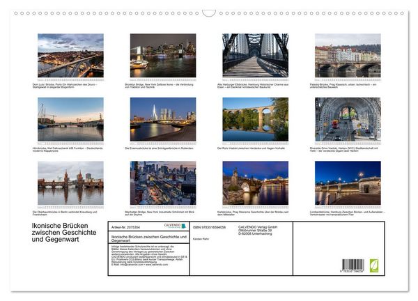 Produktbild: Ikonische Br&uuml;cken zwischen Geschichte und Gegenwart (Wandkalender 2026 DIN A2 quer), CALVENDO Monatskalender