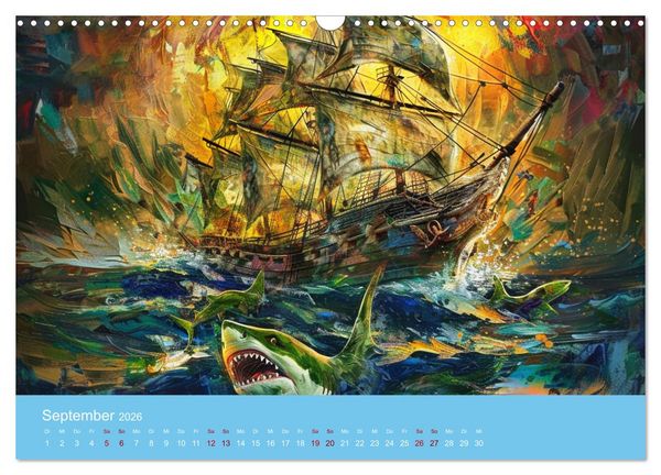 Produktbild: Das trunkene Schiff mit Bildern im William Turner-Stil (Wandkalender 2026 DIN A3 quer), CALVENDO Monatskalender