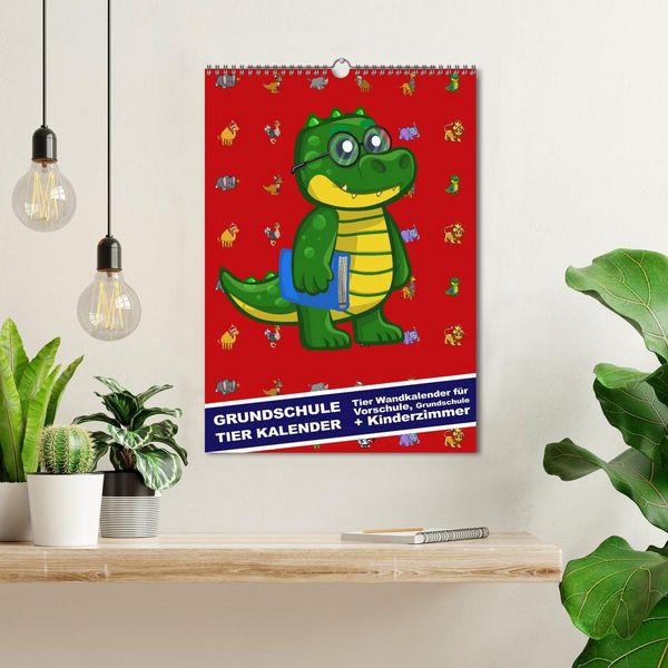 Produktbild: Grundschule Tier Kalender - Tier Wandkalender f&uuml;r Vorschule, Grundschule und Kinderzimmer (Wandkalender 2026 DIN A3 hoch), CALVENDO Monatskalender
