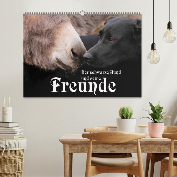 Produktbild: Der schwarze Hund und seine Freunde (Wandkalender 2026 DIN A2 quer), CALVENDO Monatskalender