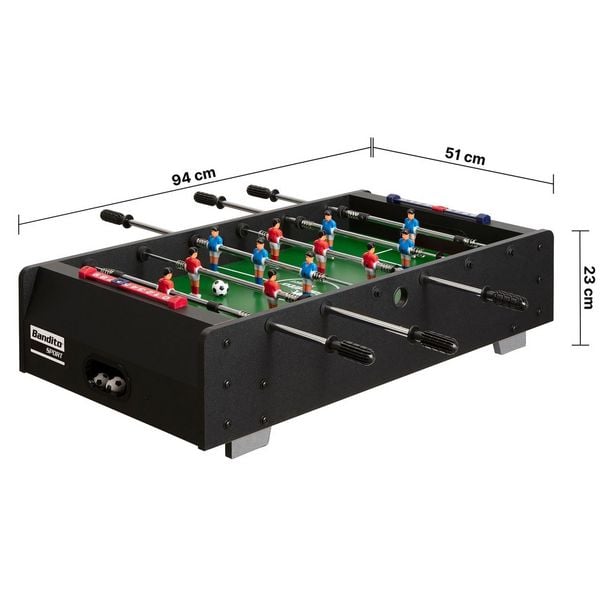 Produktbild: Bandito Sport - Mini-Kicker Bandito mit Teleskopstangen Tischaufleger 94 x 51 x 23 cm, schwarz