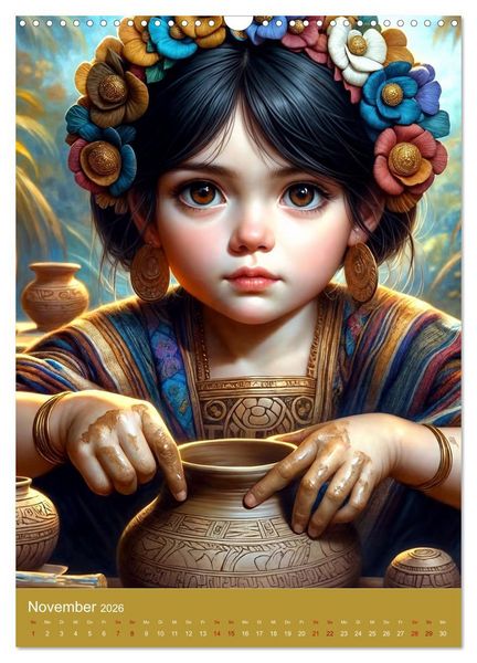 Produktbild: Regenwaldkinder - Ein vom Leben der Mayas inspierter Kinderkalender (Wandkalender 2026 DIN A3 hoch), CALVENDO Monatskalender