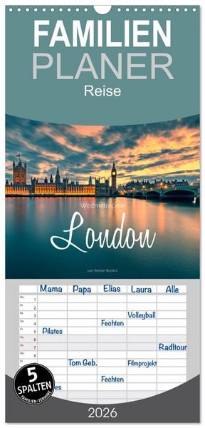 Produktbild: Familienplaner 2026 - Weltmetropole London mit 5 Spalten (Wandkalender, 21 x 45 cm) CALVENDO
