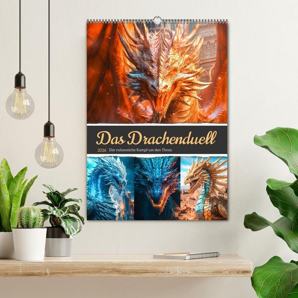 Produktbild: Das Drachenduell (Wandkalender 2026 DIN A2 hoch), CALVENDO Monatskalender