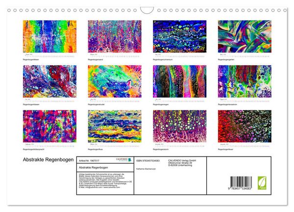 Produktbild: Abstrakte Regenbogen (Wandkalender 2026 DIN A3 quer), CALVENDO Monatskalender