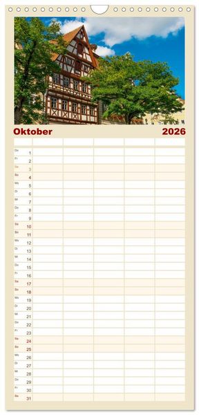 Produktbild: Familienplaner 2026 - Ein Spaziergang durch Feuchtwangen mit 5 Spalten (Wandkalender, 21 x 45 cm) CALVENDO