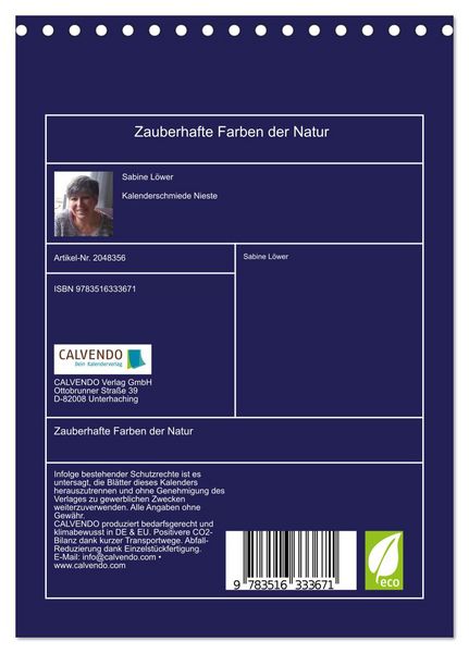 Produktbild: Zauberhafte Farben der Natur (Tischkalender 2026 DIN A5 hoch), CALVENDO Monatskalender