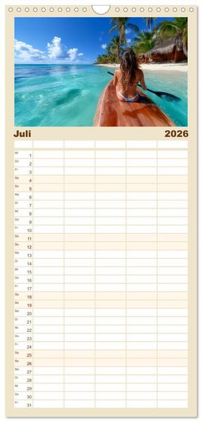 Produktbild: Familienplaner 2026 - Stand up paddling - SUP mit 5 Spalten (Wandkalender, 21 x 45 cm) CALVENDO
