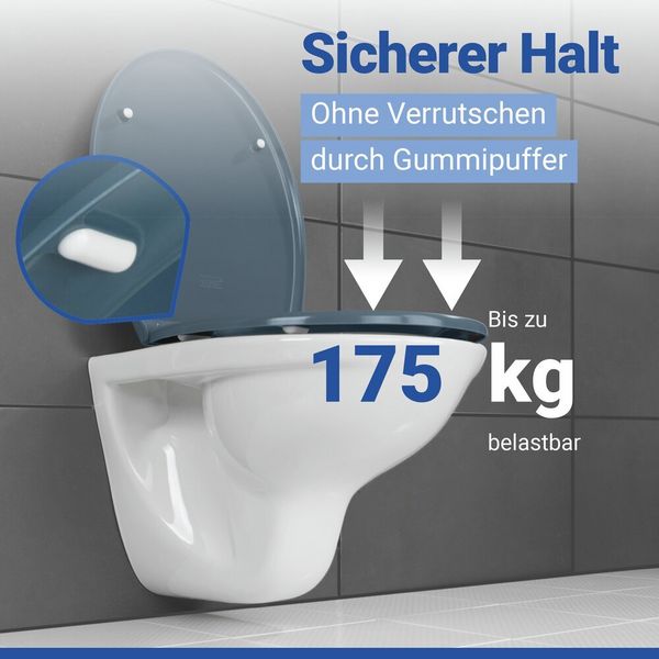Produktbild: WC Sitz Mod. Samos Slate Blue, Toilettendeckel mit Absenkautomatik