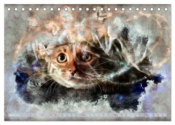 Produktbild: Katzenkalender mausgemalt (Tischkalender 2026 DIN A5 quer), CALVENDO Monatskalender