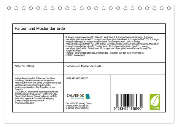 Produktbild: Farben und Muster der Erde (Tischkalender 2026 DIN A5 quer), CALVENDO Monatskalender
