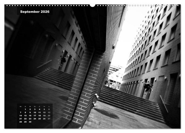 Produktbild: Skateboarden in Schwarz-Wei&szlig; (hochwertiger Premium Wandkalender 2026 DIN A2 quer), Kunstdruck in Hochglanz