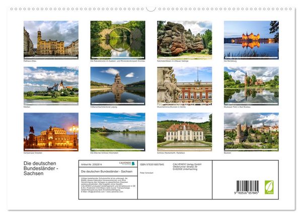 Produktbild: Die deutschen Bundesl&auml;nder - Sachsen (hochwertiger Premium Wandkalender 2026 DIN A2 quer), Kunstdruck in Hochglanz