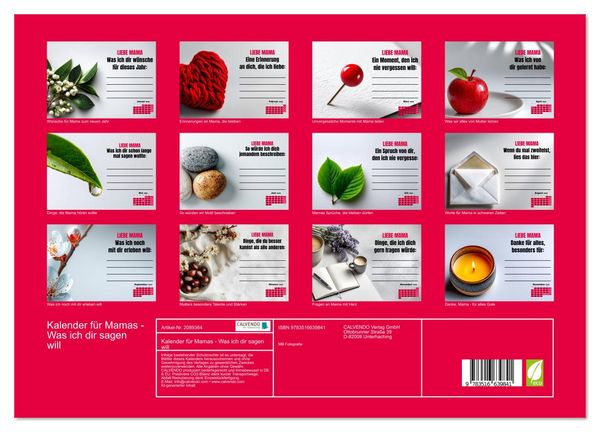 Produktbild: Kalender f&uuml;r Mamas - Was ich dir sagen will (Wandkalender 2026 DIN A3 quer), CALVENDO Monatskalender