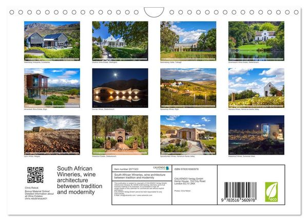 Produktbild: South African Wineries, wine architecture between tradition and modernity (Wall Calendar 2026 DIN A4 landscape), CALVENDO 12 Month Wall Calendar