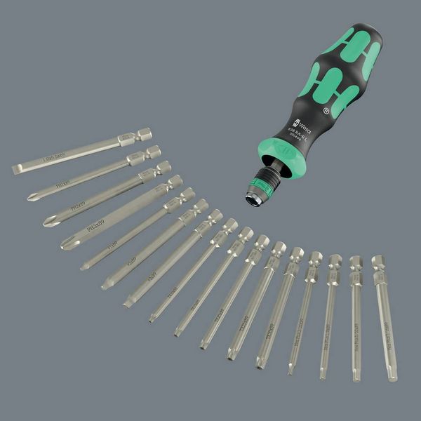 Produktbild: Wera Kompakt 60 RA-R Imperial 1 05051531001 Bit-Set Schlitz, Kreuzschlitz Phillips, Kreuzschlitz Pozidriv, TORX BO