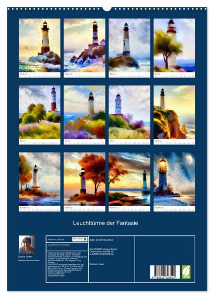Produktbild: Leuchtt&uuml;rme der Fantasie (hochwertiger Premium Wandkalender 2026 DIN A2 hoch), Kunstdruck in Hochglanz