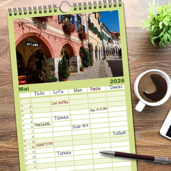 Produktbild: Familienplaner 2026 - Mittelalterliche St&auml;dte Rum&auml;niens mit 5 Spalten (Wandkalender, 21 x 45 cm) CALVENDO