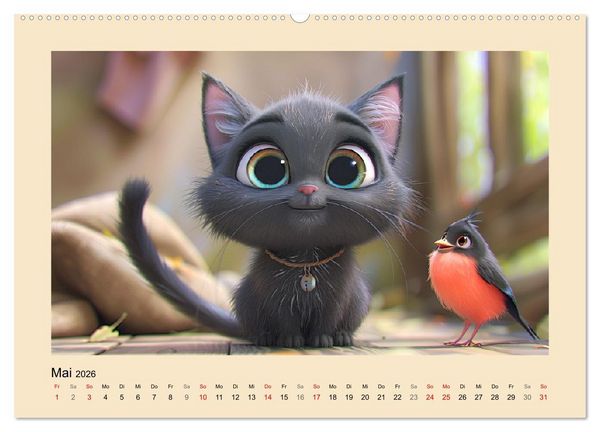 Produktbild: Katzen-Paradies. Entz&uuml;ckende Cartoon-K&auml;tzchen zum verlieben (Wandkalender 2026 DIN A2 quer), CALVENDO Monatskalender