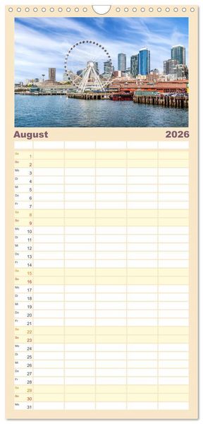 Produktbild: Familienplaner 2026 - SEATTLE Unvergessliche Tour durch die Stadt und das Umland mit 5 Spalten (Wandkalender, 21 x 45 cm) CALVENDO
