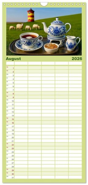 Produktbild: Familienplaner 2026 - Teezeremonien aus aller Welt mit 5 Spalten (Wandkalender, 21 x 45 cm) CALVENDO