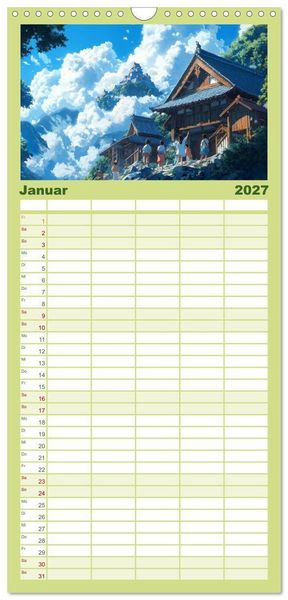 Produktbild: Familienplaner 2027 - Spaziergang durch Anime Welten mit 5 Spalten (Wandkalender, 21 x 45 cm) CALVENDO