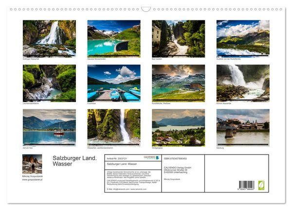Produktbild: Salzburger Land. Wasser (Wandkalender 2026 DIN A2 quer), CALVENDO Monatskalender