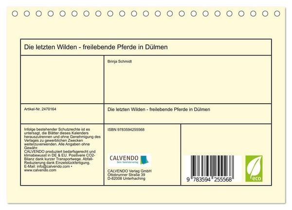Produktbild: Die letzten Wilden - freilebende Pferde in D&uuml;lmen (Tischkalender 2027 DIN A5 quer), CALVENDO Monatskalender