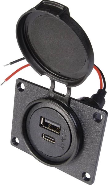 Produktbild: ProCar Power USB C/A Doppelsteckdose Belastbarkeit Strom max.=3.6A 12 V, 24V