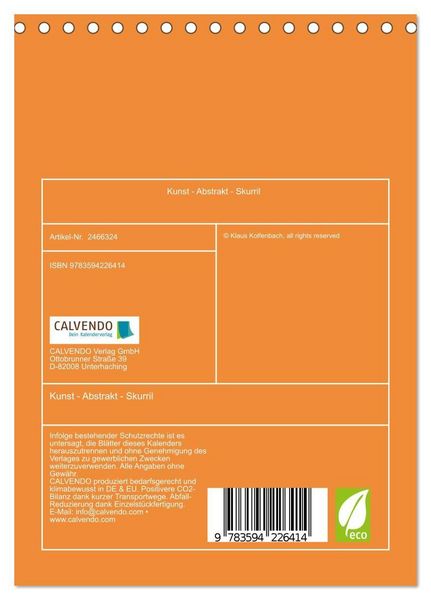Produktbild: Kunst - Abstrakt - Skurril (Tischkalender 2027 DIN A5 hoch), CALVENDO Monatskalender
