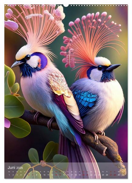 Produktbild: Exotische Harmonie - Paradiesv&ouml;gel und Blumenpracht (hochwertiger Premium Wandkalender 2026 DIN A2 hoch), Kunstdruck in Hochglanz