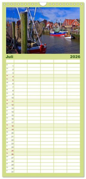 Produktbild: Familienplaner 2026 - Neuharlingersiel - Ostfrieslands sch&ouml;nstes Hafenst&auml;dtchen mit 5 Spalten (Wandkalender, 21 x 45 cm) CALVENDO