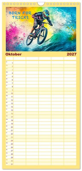 Produktbild: Familienplaner 2027 - BMX - Coole Slogans mit 5 Spalten (Wandkalender, 21 x 45 cm) CALVENDO