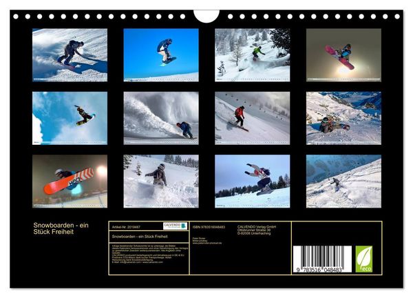 Produktbild: Snowboarden - ein St&uuml;ck Freiheit (Wandkalender 2026 DIN A4 quer), CALVENDO Monatskalender