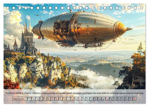 Produktbild: Chronicles of the crimson sky - A Steampunk Journey (Desk Calendar 2027 DIN A5 landscape), CALVENDO 12 Month DeskCalendar