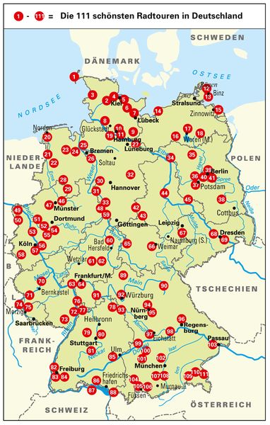 Produktbild: BVA Die 111 sch&ouml;nsten Radtouren in Deutschland