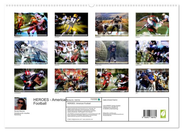 Produktbild: HEROES - American Football (hochwertiger Premium Wandkalender 2026 DIN A2 quer), Kunstdruck in Hochglanz