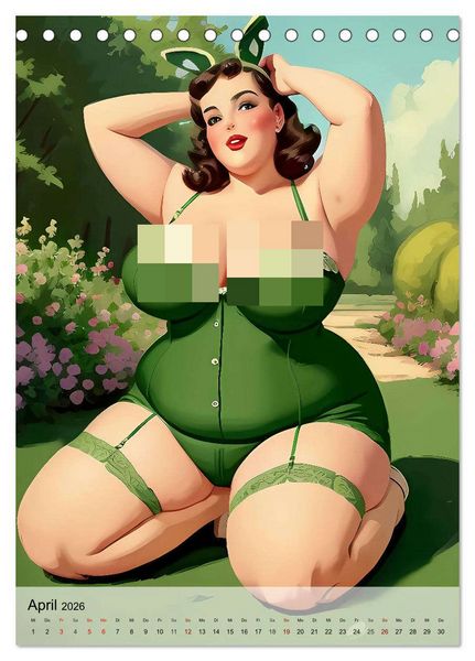 Produktbild: Pin up Girls Hei&szlig;e Kurven mit Retro Charme (Tischkalender 2026 DIN A5 hoch), CALVENDO Monatskalender