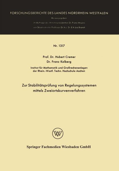 Produktbild: Zur Stabilit&auml;tspr&uuml;fung von Regelungssystemen mittels Zweiortskurvenverfahren
