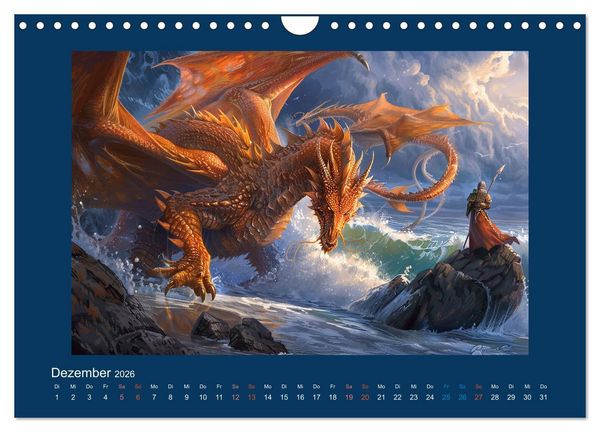 Produktbild: Drachenkrieger (Wandkalender 2026 DIN A4 quer), CALVENDO Monatskalender