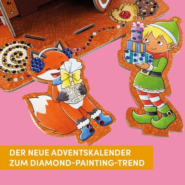Produktbild: Diamond Painting Adventskalender Lebkuchenhaus. Mit Material und Werkzeug