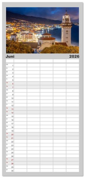Produktbild: Familienplaner 2026 - Die stille Magie der Insel Teneriffa mit 5 Spalten (Wandkalender, 21 x 45 cm) CALVENDO