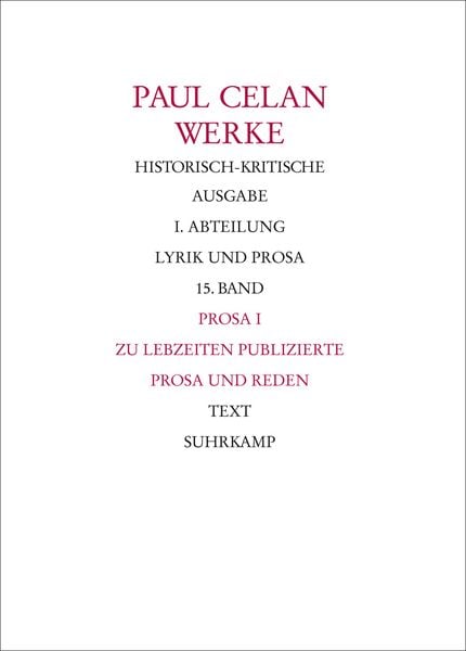 Produktbild: Werke. Historisch-kritische Ausgabe. I. Abteilung: Lyrik und Prosa