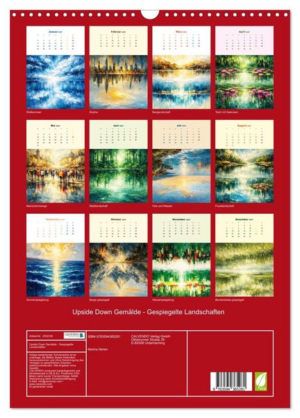 Produktbild: Upside Down Gem&auml;lde - Gespiegelte Landschaften (Wandkalender 2027 DIN A3 hoch), CALVENDO Monatskalender