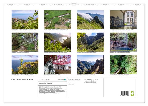 Produktbild: Faszination Madeira (Wandkalender 2026 DIN A2 quer), CALVENDO Monatskalender