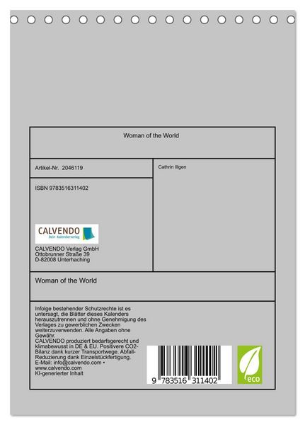 Produktbild: Woman of the World (Tischkalender 2026 DIN A5 hoch), CALVENDO Monatskalender