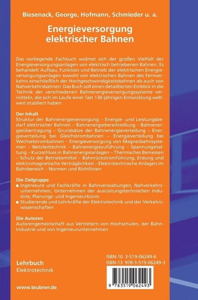 Produktbild: Energieversorgung elektrischer Bahnen
