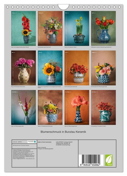 Produktbild: Blumenschmuck in Bunzlau Keramik (Wandkalender 2026 DIN A4 hoch), CALVENDO Monatskalender
