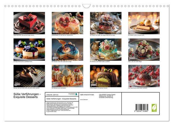 Produktbild: S&uuml;&szlig;e Verf&uuml;hrungen - Exquisite Desserts (Wandkalender 2026 DIN A3 quer), CALVENDO Monatskalender