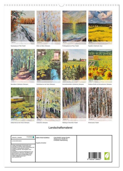 Produktbild: Landschaftsmalerei (hochwertiger Premium Wandkalender 2026 DIN A2 hoch), Kunstdruck in Hochglanz